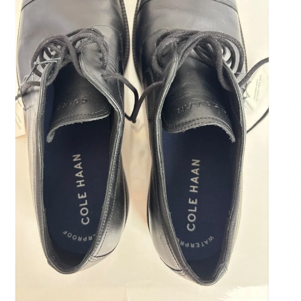 NWT Cole Haan ME‎ Cap Oxford Shoes Mens Size 9 Black Waterproof Leather Oxford